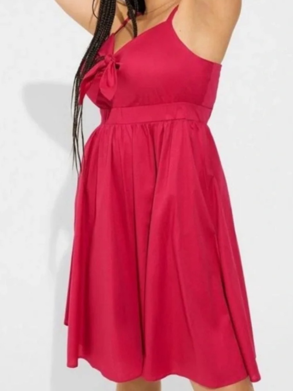 TORRID Mini Poplin Tie-Front Skater Dress Berry Size 0/L - Picture 11 of 13